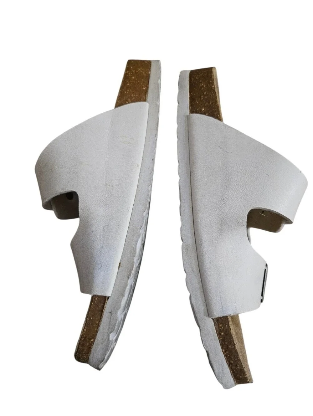 Cushionaire SZ6.5 White Lane Cork Footbed Double Buckle Strap Sandals